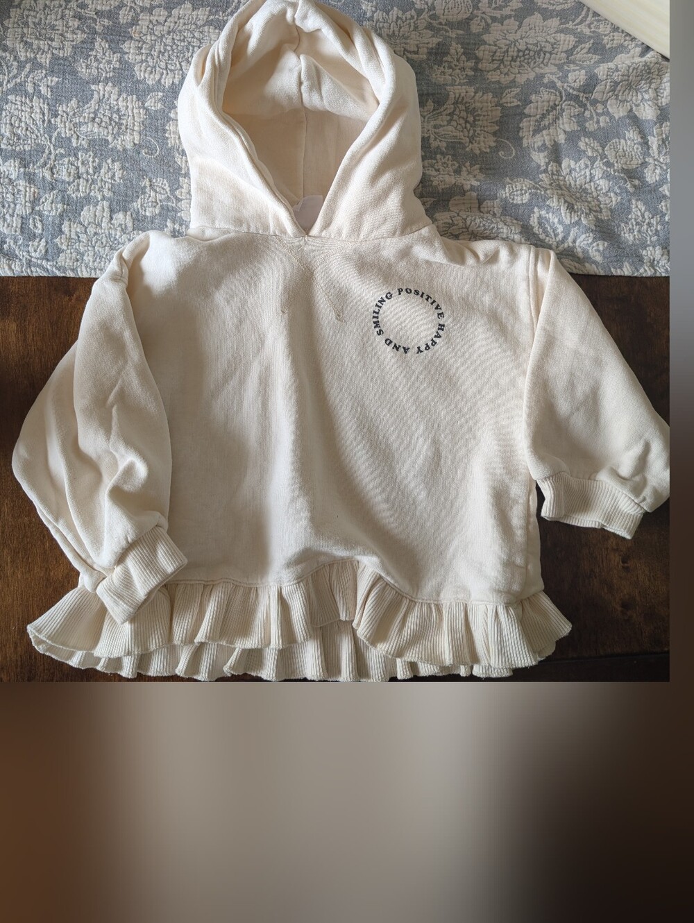 Zara Cream Knit Hoodie with Subtle Logo Tag/Girls 3-4 / NWOT